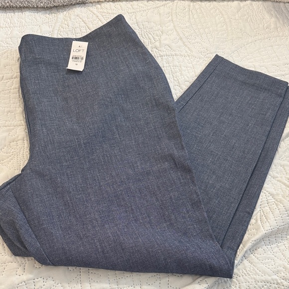 NWT LOFT high waist skinny dress up Blue denim like Pants size 18 - Picture 1 of 8